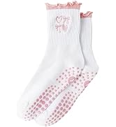 Yawlsow Pilates 女式防滑袜 瑜伽 抓地力袜 可爱 Barre 防滑运动船员 粘性袜子 锻炼 医院