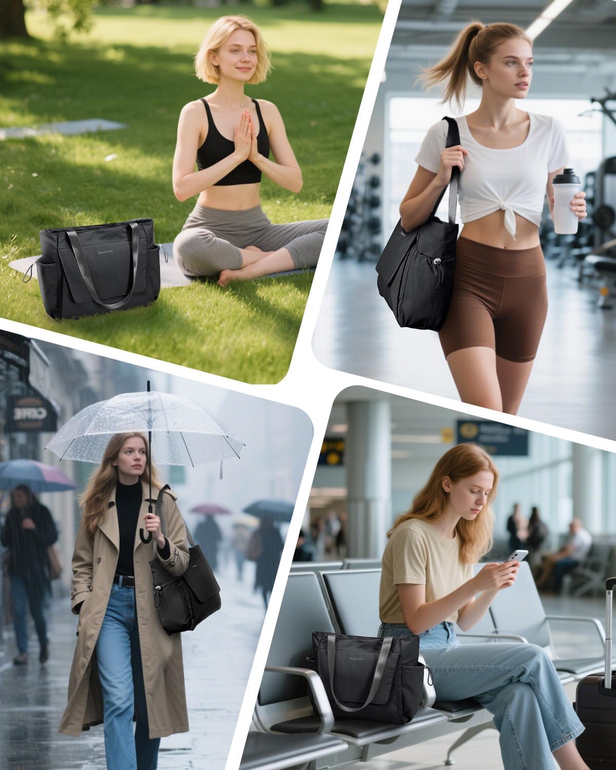 sportsnew 瑜伽垫包手提包瑜伽健身包男女防水湿口袋和钩环,快速取用存储瑜伽垫包