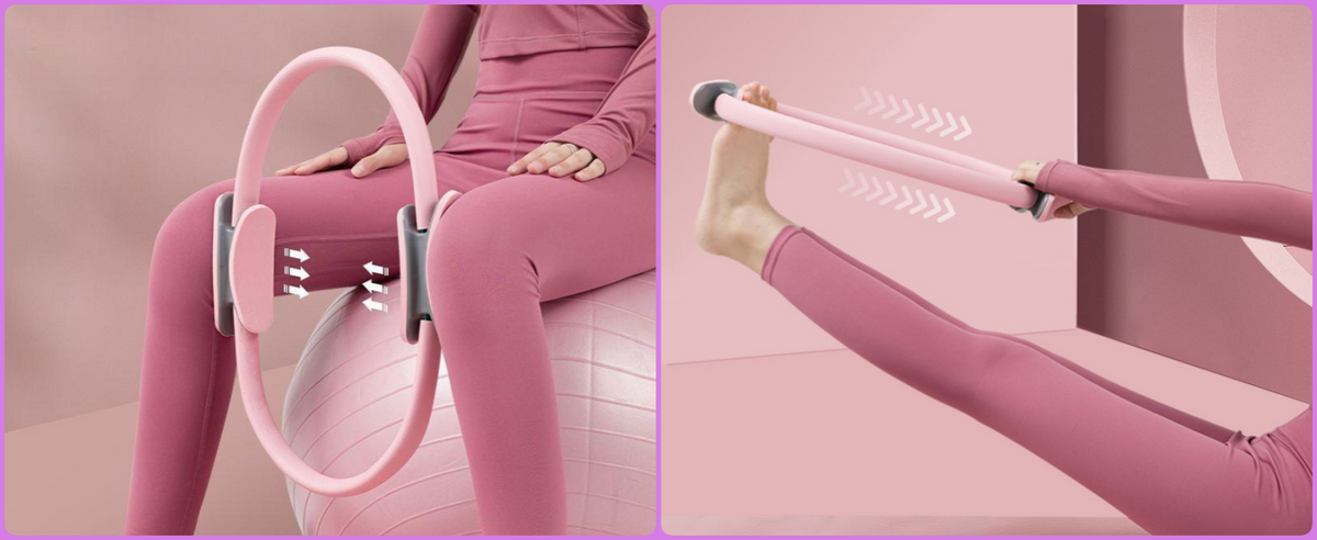 Pilates 女士必备套装 – 更好的瑜伽普拉提套装,适用于家庭锻炼,带普拉提环和球套装,提臀带,8 字形阻力带,瑜伽带可拉伸