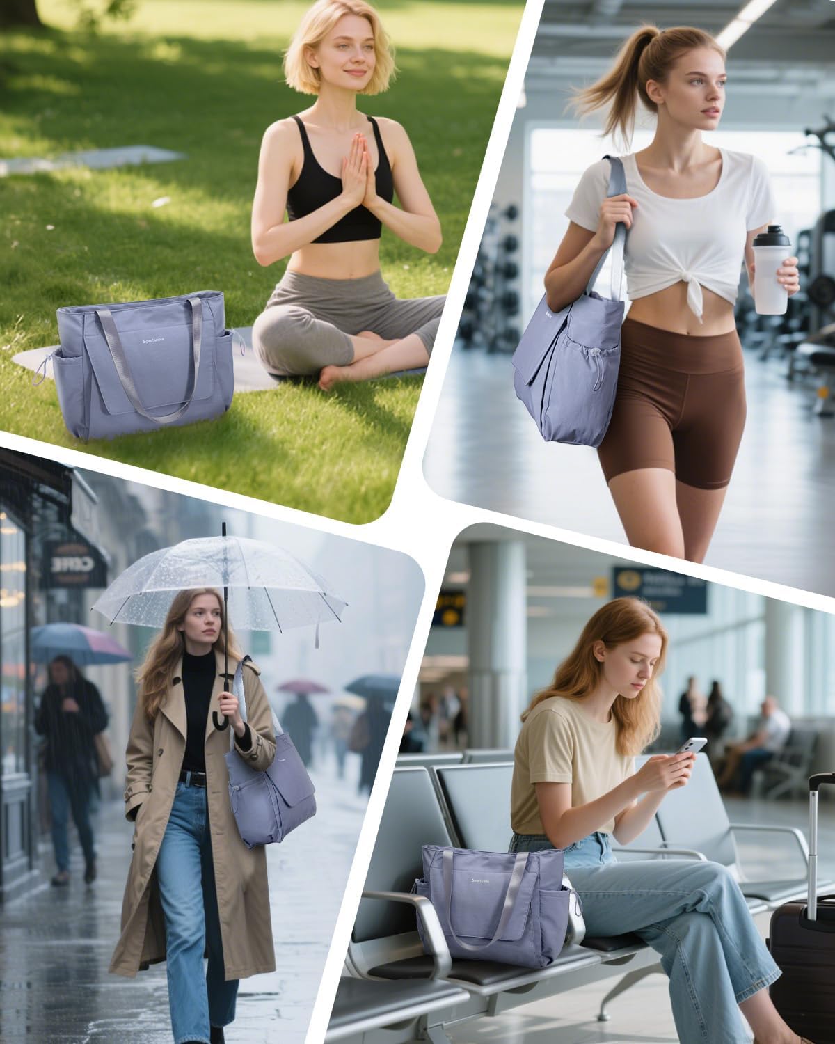 sportsnew 瑜伽垫包手提包瑜伽健身包男女防水湿口袋和钩环,快速取用存储瑜伽垫包