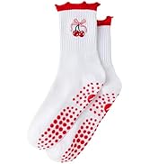 Yawlsow Pilates 女式防滑袜 瑜伽 抓地力袜 可爱 Barre 防滑运动船员 粘性袜子 锻炼 医院