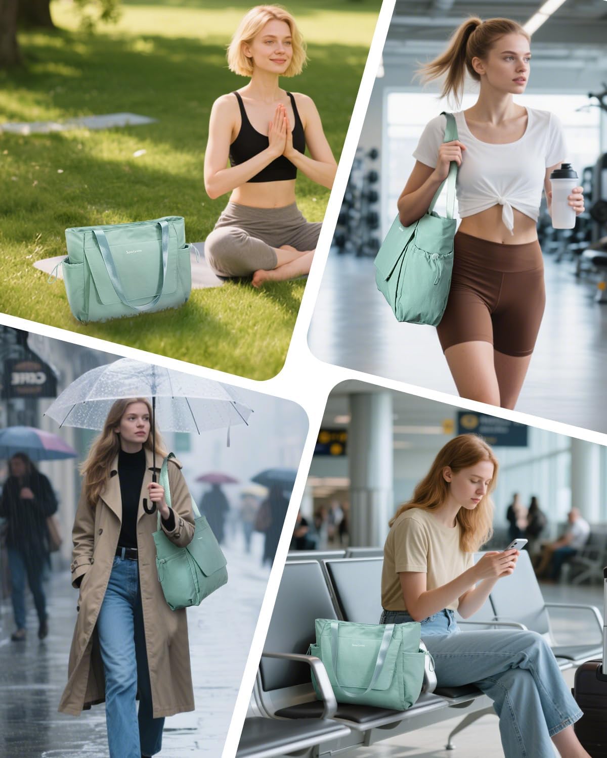 sportsnew 瑜伽垫包手提包瑜伽健身包男女防水湿口袋和钩环,快速取用存储瑜伽垫包