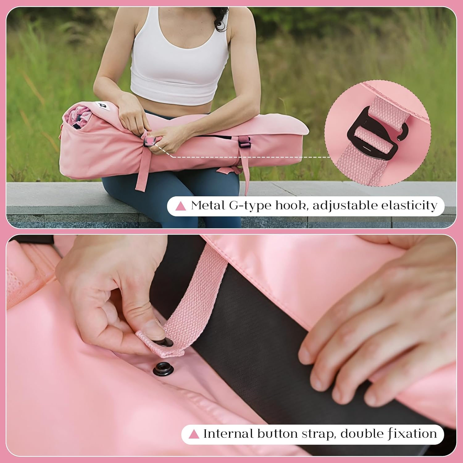 Tumaz 瑜伽垫包,带可调节肩带,适合卷垫,最大可达 26 英寸(约 66.0 厘米),可装必需品,坚固的G形钩闭合