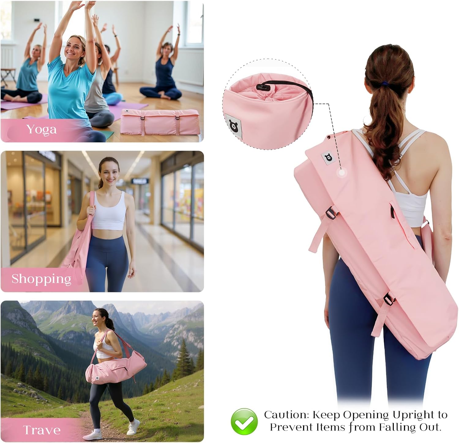 Tumaz 瑜伽垫包,带可调节肩带,适合卷垫,最大可达 26 英寸(约 66.0 厘米),可装必需品,坚固的G形钩闭合