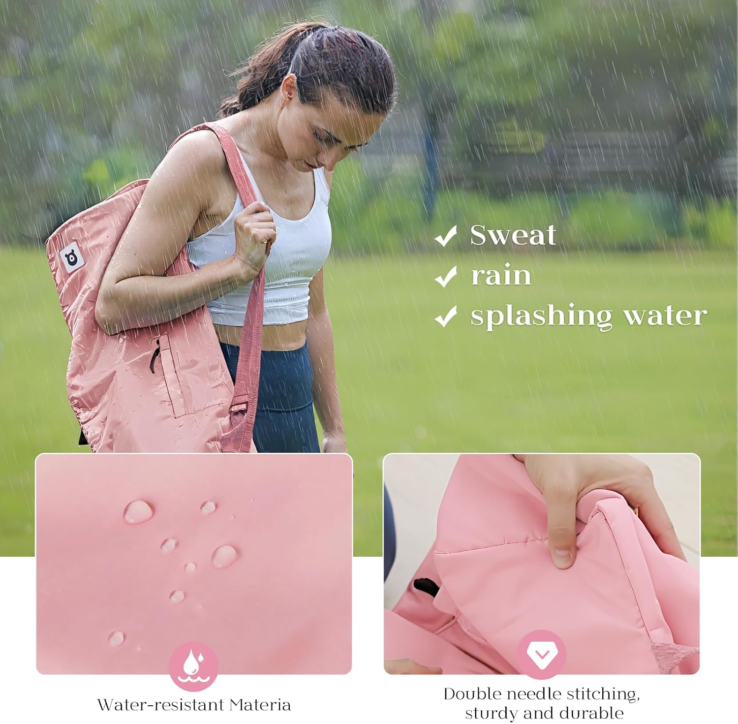 Tumaz 瑜伽垫包,带可调节肩带,适合卷垫,最大可达 26 英寸(约 66.0 厘米),可装必需品,坚固的G形钩闭合