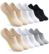 Toes Home 女式普拉提袜带防滑抓手,瑜伽船员袜适用于巴雷医院粘性拖鞋袜 4 双装