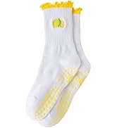 Yawlsow Pilates 女式防滑袜 瑜伽 抓地力袜 可爱 Barre 防滑运动船员 粘性袜子 锻炼 医院