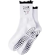 Yawlsow Pilates 女式防滑袜 瑜伽 抓地力袜 可爱 Barre 防滑运动船员 粘性袜子 锻炼 医院