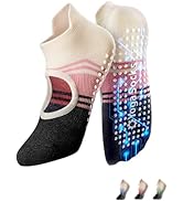 防滑普拉提瑜伽袜带抓地力女式 – 时尚水手袜,适合芭蕾舞和锻炼(尺码 5-9)