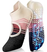 防滑普拉提瑜伽袜带抓地力女式 – 时尚水手袜,适合芭蕾舞和锻炼(尺码 5-9)