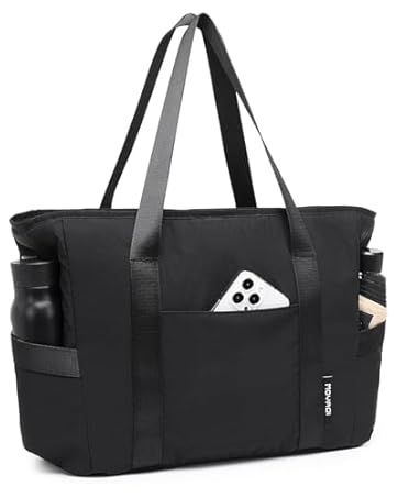 Moyaqi 帆布手提包带瑜伽垫携带口袋手提单肩包适用于办公室、锻炼、普拉提、旅行、沙滩和健身房