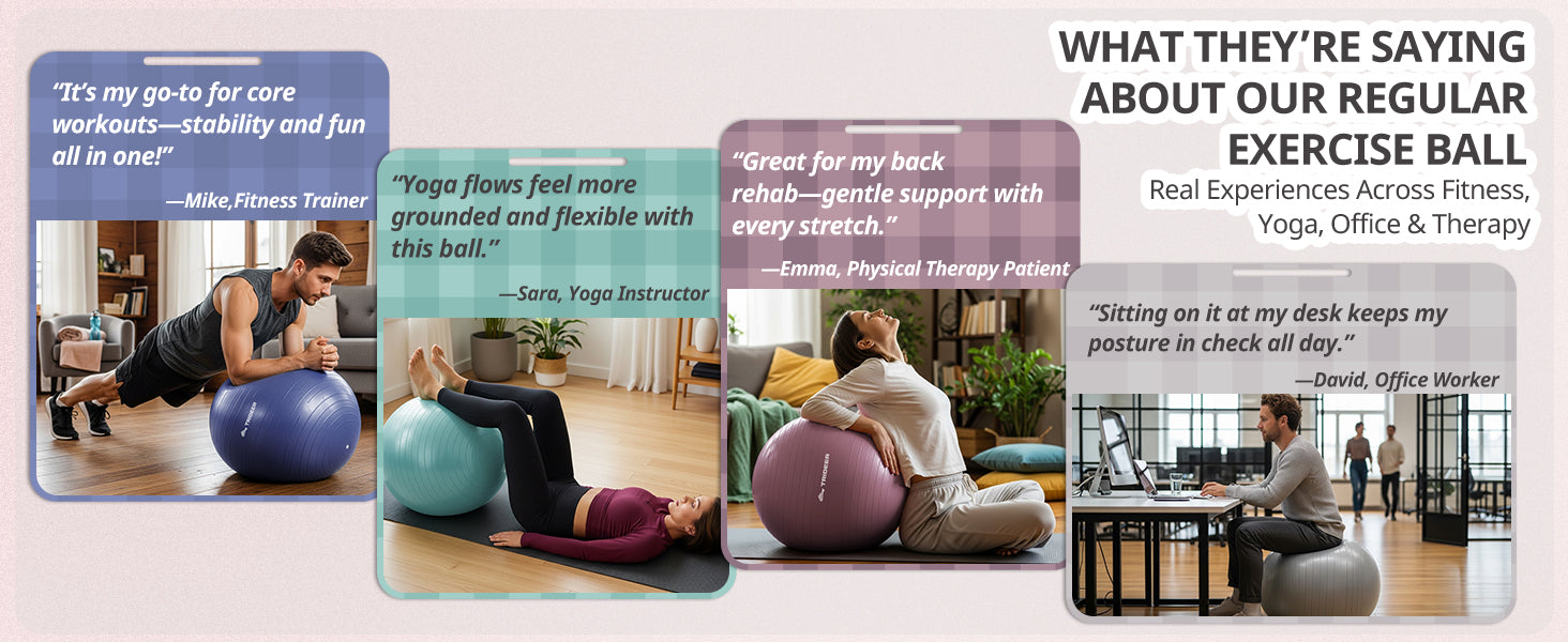 Trideer 健身球瑜伽球,办公室座椅和平衡球椅,普拉提稳定球,物理治疗,核心训练和平衡改善和拉伸