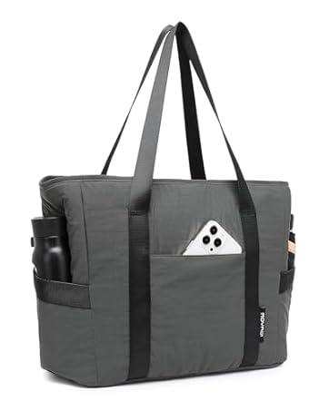 Moyaqi 帆布手提包带瑜伽垫携带口袋手提单肩包适用于办公室、锻炼、普拉提、旅行、沙滩和健身房