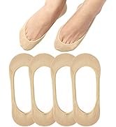 Toes Home 女式普拉提袜带防滑抓手,瑜伽船员袜适用于巴雷医院粘性拖鞋袜 4 双装