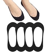 Toes Home 女式普拉提袜带防滑抓手,瑜伽船员袜适用于巴雷医院粘性拖鞋袜 4 双装