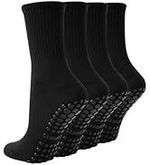 Pilates Socks with Grips for Women, 3 Pairs Long Scrunch Non Slip Yoga Barre Workout Slouch Socks