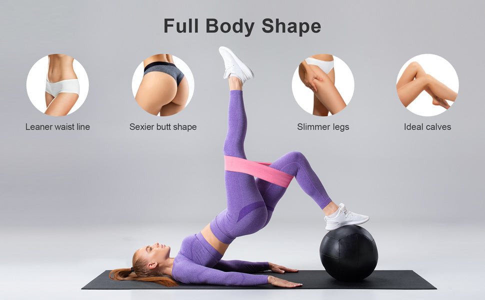 Renoj Resistance Bands, Yoga Starter Sets for Women and Men, 3 Set of Stretch Exercise Workout Bands for Booty Legs, Elastic Pilates Flexbands