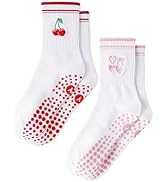 Yawlsow Pilates 女式防滑袜 瑜伽 抓地力袜 可爱 Barre 防滑运动船员 粘性袜子 锻炼 医院