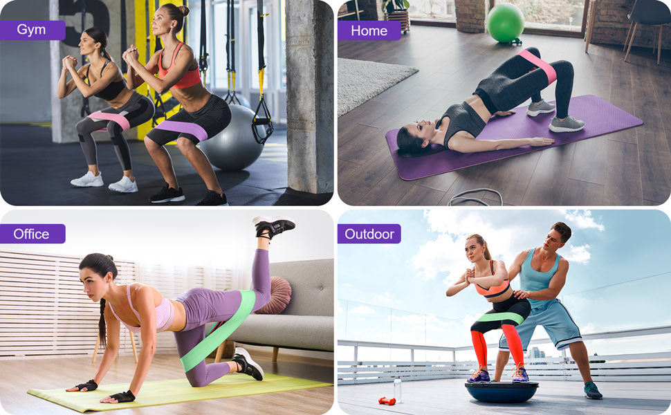 Renoj Resistance Bands, Yoga Starter Sets for Women and Men, 3 Set of Stretch Exercise Workout Bands for Booty Legs, Elastic Pilates Flexbands