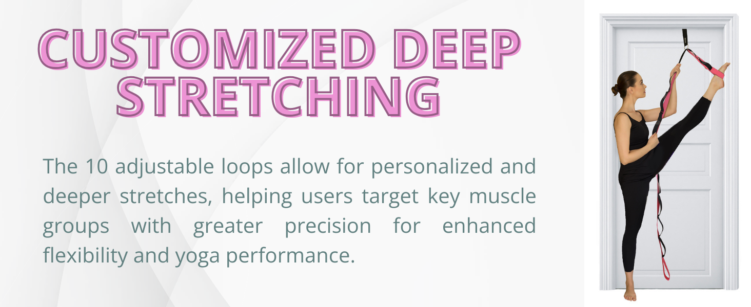 10-Loop Yoga Strap with Door Anchor – Stretch Strap for Flexibility, Deep Stretching, and Improved Balance – Perfect Yoga Accessory for All Fitness Levels