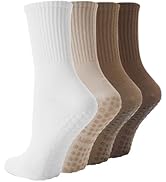Pilates Socks with Grips for Women, 3 Pairs Long Scrunch Non Slip Yoga Barre Workout Slouch Socks