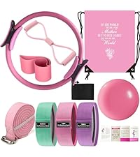 Pilates 女士必备套装 – 更好的瑜伽普拉提套装,适用于家庭锻炼,带普拉提环和球套装,提臀带,8 字形阻力带,瑜伽带可拉伸