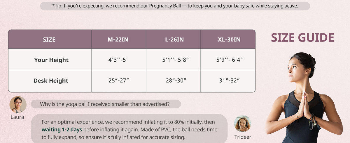 Trideer 健身球瑜伽球,办公室座椅和平衡球椅,普拉提稳定球,物理治疗,核心训练和平衡改善和拉伸