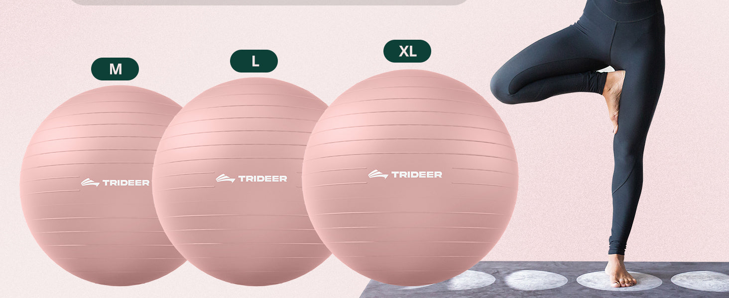 Trideer 健身球瑜伽球,办公室座椅和平衡球椅,普拉提稳定球,物理治疗,核心训练和平衡改善和拉伸