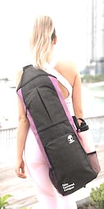 瑜伽垫包 - 8 口袋健身包适合 1.27 厘米厚的垫子和积木,可拆卸肩带 | 大号包带垫托,适合女士、男士| 行李袋,手提包