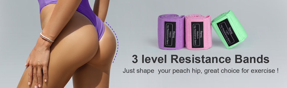 Renoj Resistance Bands, Yoga Starter Sets for Women and Men, 3 Set of Stretch Exercise Workout Bands for Booty Legs, Elastic Pilates Flexbands