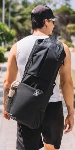 瑜伽垫包 - 8 口袋健身包适合 1.27 厘米厚的垫子和积木,可拆卸肩带 | 大号包带垫托,适合女士、男士| 行李袋,手提包