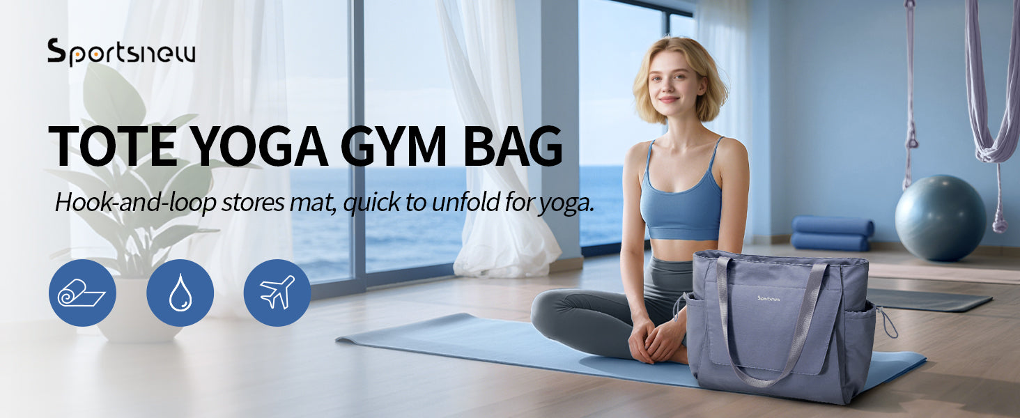 sportsnew 瑜伽垫包手提包瑜伽健身包男女防水湿口袋和钩环,快速取用存储瑜伽垫包