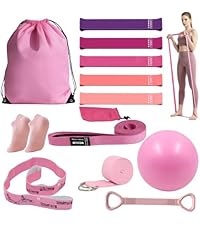 Pilates 女士必备套装 – 更好的瑜伽普拉提套装,适用于家庭锻炼,带普拉提环和球套装,提臀带,8 字形阻力带,瑜伽带可拉伸