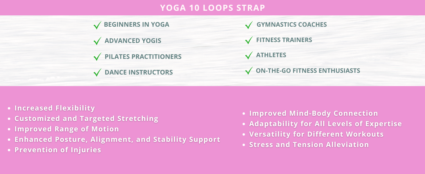 10-Loop Yoga Strap with Door Anchor – Stretch Strap for Flexibility, Deep Stretching, and Improved Balance – Perfect Yoga Accessory for All Fitness Levels