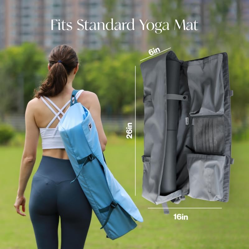 Tumaz 瑜伽垫包,带可调节肩带,适合卷垫,最大可达 26 英寸(约 66.0 厘米),可装必需品,坚固的G形钩闭合