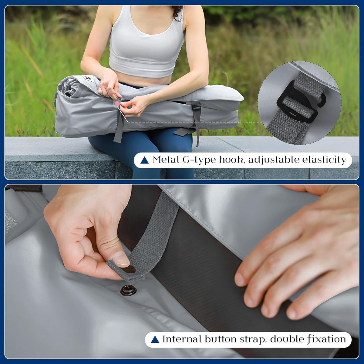 Tumaz 瑜伽垫包,带可调节肩带,适合卷垫,最大可达 26 英寸(约 66.0 厘米),可装必需品,坚固的G形钩闭合