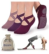 Ozaiic 女式瑜伽袜防滑抓地带,非常适合普拉提、纯芭蕾舞、舞蹈、赤脚锻炼