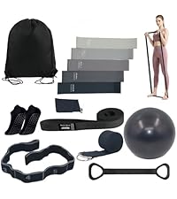 Pilates 女士必备套装 – 更好的瑜伽普拉提套装,适用于家庭锻炼,带普拉提环和球套装,提臀带,8 字形阻力带,瑜伽带可拉伸