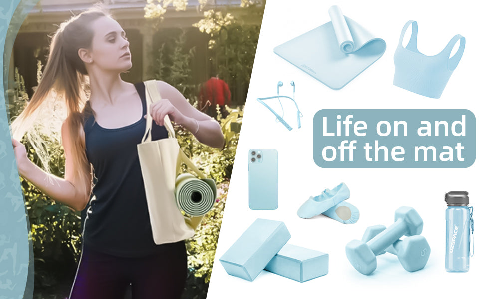 Moyaqi 帆布手提包带瑜伽垫携带口袋手提单肩包适用于办公室、锻炼、普拉提、旅行、沙滩和健身房