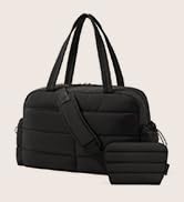 BAGSMART 女士手提包带拉链,绗缝手提包健身手提包,带瑜伽垫肩带,适合旅行运动