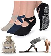 Ozaiic 女式瑜伽袜防滑抓地带,非常适合普拉提、纯芭蕾舞、舞蹈、赤脚锻炼