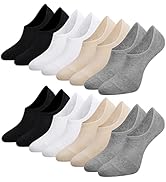 Toes Home 女式普拉提袜带防滑抓手,瑜伽船员袜适用于巴雷医院粘性拖鞋袜 4 双装