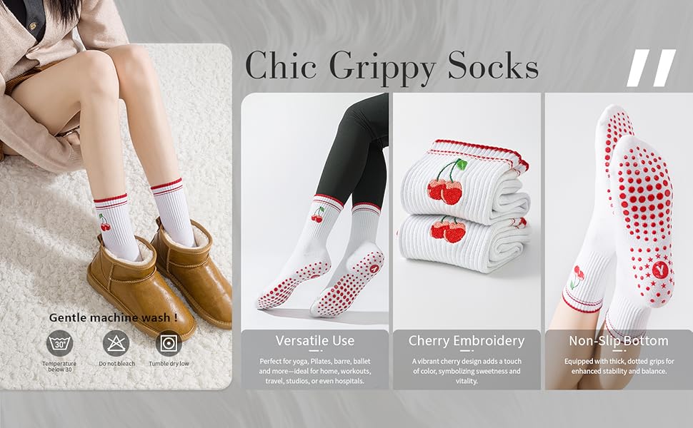 Yawlsow Pilates 女式防滑袜 瑜伽 抓地力袜 可爱 Barre 防滑运动船员 粘性袜子 锻炼 医院
