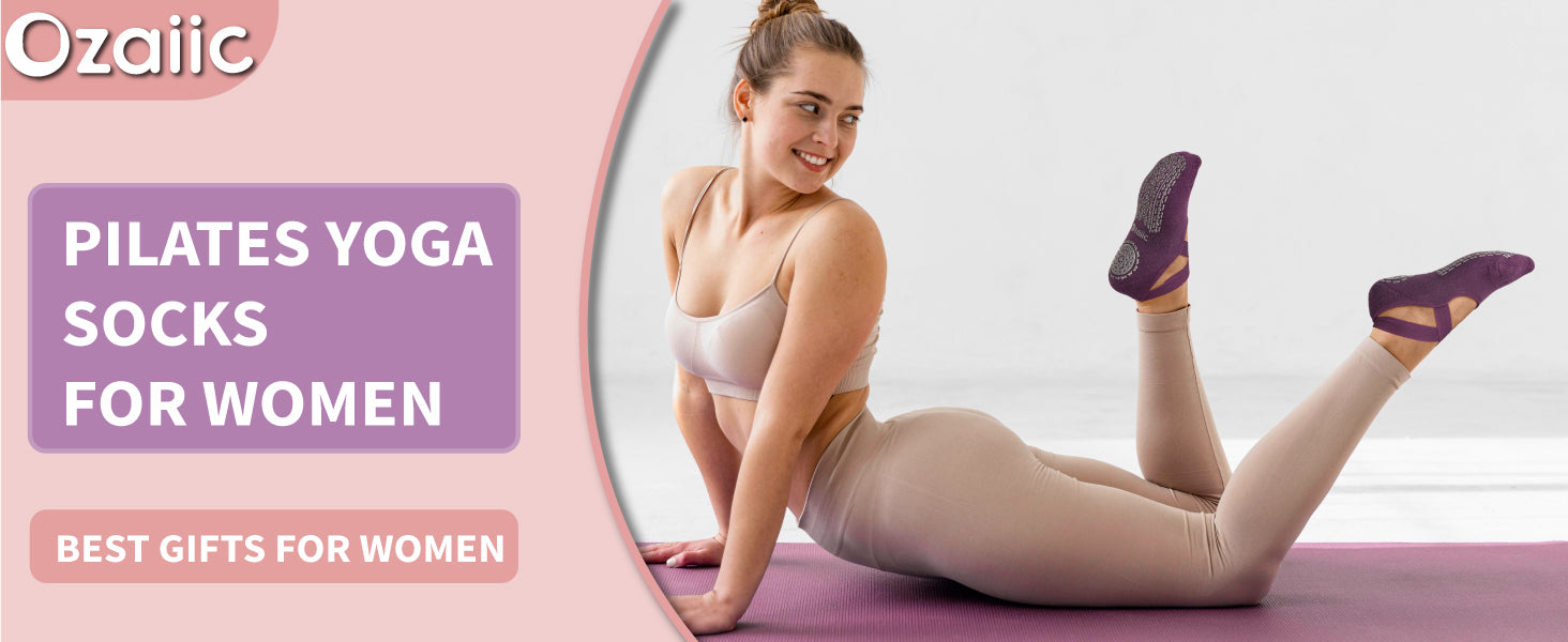 Ozaiic 女式瑜伽袜防滑抓地带,非常适合普拉提、纯芭蕾舞、舞蹈、赤脚锻炼