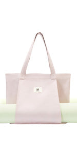 Moyaqi 帆布手提包带瑜伽垫携带口袋手提单肩包适用于办公室、锻炼、普拉提、旅行、沙滩和健身房