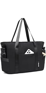 Moyaqi 帆布手提包带瑜伽垫携带口袋手提单肩包适用于办公室、锻炼、普拉提、旅行、沙滩和健身房