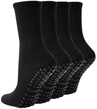 Pilates Socks with Grips for Women, 3 Pairs Long Scrunch Non Slip Yoga Barre Workout Slouch Socks