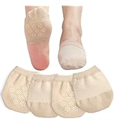 Toes Home 女式普拉提袜带防滑抓手,瑜伽船员袜适用于巴雷医院粘性拖鞋袜 4 双装