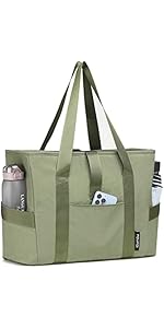 Moyaqi 帆布手提包带瑜伽垫携带口袋手提单肩包适用于办公室、锻炼、普拉提、旅行、沙滩和健身房