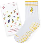 CoolMate 女式普拉提袜,瑜伽袜,船员防滑女士,适合锻炼,桶,普拉提礼品